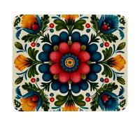 Norwegian Rosemaling Folk Style Flower Mouse Mat Small Mousemat With Stitched Edges Mousepad For Gaming Work Studying 25X30Cm