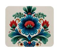 Norwegian Rosemaling Folk Style Flower Mouse Mat With Stitched Edges Mouse Pad Small Mousemat For Travel Home Laptop 25X30Cm