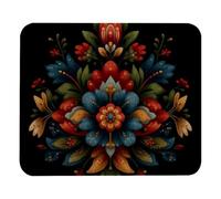 Norwegian Rosemaling Folk Style Flower Mouse Mat With Stitched Edges Mousepad Portable Desk Mat For Home Studying Office 25X30Cm