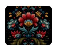 Norwegian Rosemaling Folk Style Flower Mousemat Comfortable Mouse Pad Non-Slip Rubber Base Desk Mat For Pc Studying Gaming 25X30Cm