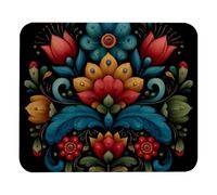 Norwegian Rosemaling Folk Style Flower Mousemat Durable Desk Mat With Stitched Edges Mousepad For Computer Gaming Pc 25X30Cm