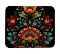Norwegian Rosemaling Folk Style Flower Mousepad With Stitched Edges Mouse Pad Washable Mouse Mat For Gaming Work Laptop 25X30Cm