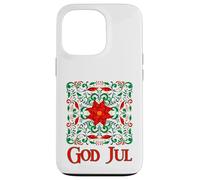 Norwegian Rosemaling God Jul Christmas Poinsettia Folk Art Case for iPhone 13 Pro