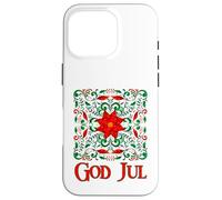 Norwegian Rosemaling God Jul Christmas Poinsettia Folk Art Case for iPhone 16 Pro