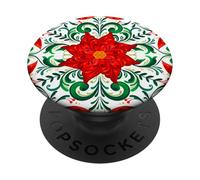 Norwegian Rosemaling God Jul Christmas Poinsettia Folk Art PopSockets Adhesive PopGrip