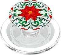 Norwegian Rosemaling God Jul Christmas Poinsettia Folk Art PopSockets PopGrip for MagSafe