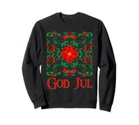 Norwegian Rosemaling God Jul Christmas Poinsettia Folk Art Sweatshirt