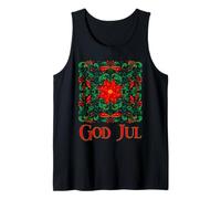 Norwegian Rosemaling God Jul Christmas Poinsettia Folk Art Tank Top