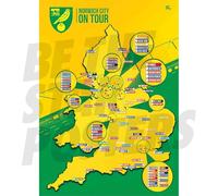 Norwich City FC My Football Tour Map A2 Poster Unframed A2
