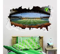 Norwich City FC Smashed Wall Sticker - Carrow Road Broken Mural Art (120cm x 60cm)