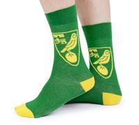Norwich City FC Socks | Adult 'The Canaries' Green & Yellow Crest Patterned Fan Socks | Licensed Merchandise
