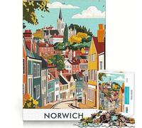 Norwich Cityscape 1000 Piece Jigsaw Puzzles for Teenagers Jigsaw Smart Game Warm Time Image Assembly Lovely Gift (38x26cm)
