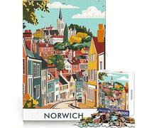 Norwich Cityscape 1000 Piece Jigsaw Puzzles for Teenagers Jigsaw Smart Game Warm Time Image Assembly Lovely Gift (38x26cm)