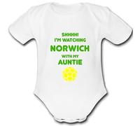 NORWICH present from AUNTIE for a gift Football Unique Baby Vest Grow Babygrow Cute PERSONALISED Custom Boys Girls Unisex CITY
