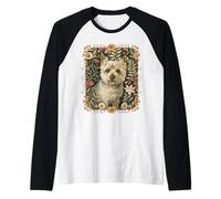 Norwich Terrier William Morris Style Floral Raglan Baseball Tee