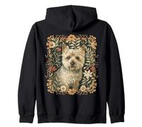 Norwich Terrier William Morris Style Floral Zip Hoodie