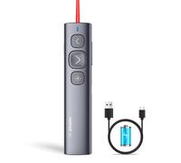 Norwii N95 Presentation Clicker, PowerPoint Clicker for Presentation Remote, Rechargeable Wireless Presenter Pointer, Slide Advancer for PC/Laptop/e-Book in Classroom, Auditorium, Church (Red, USB-A)