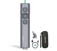 Norwii N95 Presentation Clicker with USB-A&C Receiver, PowerPoint Clicker for Presentation Remote, Rechargeable Wireless Presenter Pointer, Slide Advancer for PC/Laptop/e-Book (Green, USB-AC)