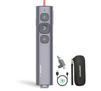Norwii N95 Presentation Clicker with USB-A&C Receiver, PowerPoint Clicker for Presentation Remote, Rechargeable Wireless Presenter Pointer, Slide Advancer for PC/Laptop/e-Book(Red, USB-AC)