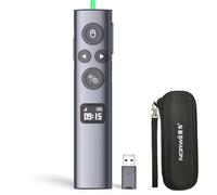 Norwii N95s BLE Presentation Clicker with Digital Pointer for PowerPoint Presentation on TV Screen and Projection Screen, Wireless Presenter Remote with Countdown Timer (Green Light-USB-A)
