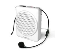 Norwii S368 Portable Voice Amplifier Mini Rechargeable with Wired Microphone Headset and Waistband, Voice Power Amplifiers for Indoor Teaching, Training, Tour Guides, Coaches - White