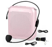 Norwii Voice Amplifier, Power Amplifiers, Portable Mini Wired Microphone Headset for Teacher classroom & Outdoor Lectures, Teaching, Tour Guides, USB-C Rechargeable - 2000mAh, Pink