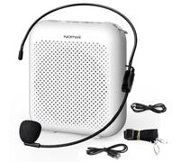 Norwii Voice Amplifier, Power Amplifiers, Portable Mini Wired Microphone Headset for Teacher classroom & Outdoor Lectures, Teaching, Tour Guides, USB-C Rechargeable - 2000mAh, White