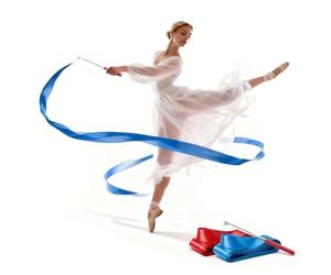 NORXUAZE 2 Pcs 6m Dance Ribbons with 1 Retractable Pole, Gymnastics Ribbon for Dance Art, Twirling, Worship Flags for Adults Teenager, Church Liturgical Praise & Ceremonial Banners Wands,Red & Blue
