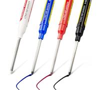NORXUAZE 4pcs Long Nib Deep Hole Marker Pen - 45mm Extra-Length Tip for Precise Marking, Refillable Water-Resistant Construction Marker, Heavy-Duty Carpenter Pen for Woodworking & Plumbing
