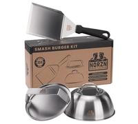 Norzn Brothers Smash Burger Kit - Smash Burger Kit, Spatula and Dome Transparent Griddle Hamburgers, Smasher Burger, Burger Smasher, Stainless Steel 304, EU Food Certificate, 10 Year Warranty