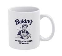 NOSAAE Baking Kitchen Towels Baking Because Murder is Wrong Coffee Mug,11oz Ceramic Coffee Cup,Gifts for Friends Family,Dishwasher and Microwave Safe