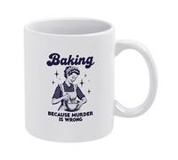NOSAAE Baking Kitchen Towels Baking Because Murder is Wrong Coffee Mug,11oz Ceramic Coffee Cup,Gifts for Friends Family,Dishwasher and Microwave Safe
