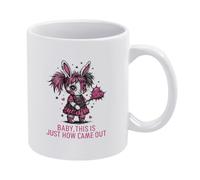 NOSAAE Gothic Bunny Baby This is Just How I Came Out Coffee Mug,11oz Ceramic Coffee Cup,Gifts for Friends Family,Dishwasher and Microwave Safe