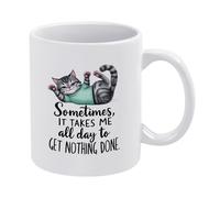 NOSAAE Sometimes,It Takes Me All Day to Get Nothing Done Coffee Mug,11oz Ceramic Coffee Cup,Gifts for Friends Family,Dishwasher and Microwave Safe