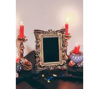 Nosadi Black Scrying Mirror - Witchcraft Tools Altar Kit Supplies for Divination - Decorative Square Mirror, Dark Gold Frame, 7.1" W x 8.8" L