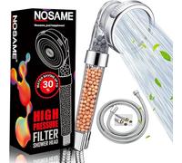 Nosame® Shower Head and Hose, Ionic Filter Filtration High Pressure Water Saving 3 Mode Function Spray Handheld Showerheads for Dry Skin & Hair