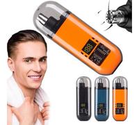 Nose and Ear Hair Trimmer for Men, 2025 Rechargeable Painless Nose Trimmer with LED Display, IPX7 Waterproof Dual Edge Blades with Dust Cap for Travel and Home Use (Orange)