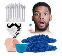 Nose and Ear Wax Kit for Men & Women, LAWINK 100g Wax Beans 30 Sticks 15-20 Uses, Hard Wax with Reusable Silicone Cup, Fragrance-Free At-Home Nose Ear Lip Eyebrow Hair Removal, Gentle Depilation