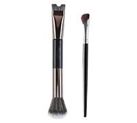 Nose Contour Brushes, 2-in-1 Angled Tilt & U-Shaped Fluffy Brush for Professional Nose Sculpting & Defining, Makeup Brush Kit for Contour, Highlighter & Powder Blending (Black)