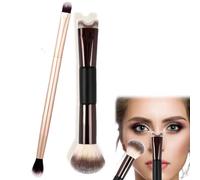 Nose Contour Brushes 2PCS,2-In-1 U-Shaped Brush and Fluffy Brush 2025 Upgrated Dual-ended Nose Eye shadow Brushes for Makeup,Double Eyeshadow/Cheeks/Blush Brush Set