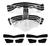 Nose Guard for Broken Nose, 5.9x3.74in White & Black Adjustable Face Shield with Pads Face Guard Sports Training Face Mask Nose Protector for Basketball Soccer Baseball (Half Cover)