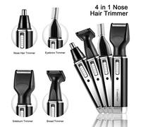 Nose hair cutter, 4-in-1 rechargeable nose hair trimmer nose trimmer/nose ear/beard trimmer/sideburns trimmer/eyebrow trimmer water-resistant stainless steel hair trimmer for men & women.