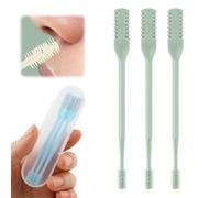 Nose Hair Trimmer, 2025 New Double-Sided Nasal Hair Cutter for Women Men, Manual 360° Rotating Nostril Hair Removal Tool, Nose Hairs Cutter for Home Travel Daily Use (Green, 3 PCS)