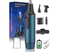 Nose Hair Trimmer for Men,4 in 1 Rechargable Nose Trimmer Men 2025 Professional Upgrade Painless Noses Hair Trimmer Dual Edge Blades with IPX7 Waterproof for Easy Cleansing,Blue