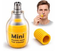 Nose Hair Trimmer for Men & Women, USB-C Rechargeable, Mini Rounded Groomer | Dual-Edge Stainless Stee Blades, Detachable Washable, Suit for Nose, Ear and Facial Yellow