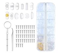Nose Pads for Glasses Repair Kit - 60 Pairs (12 Styles) Eyeglass Nose Pads with 80 Screws, Tweezers & Screwdriver - Soft PVC Non-Slip Nose Pads for Glasses, Sunglasses & Reading Glasses