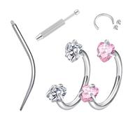 Nose Ring - 2PCS Horseshoe Nose Ring, Septum Jewellery, Horseshoe Piercing, Horse Shoe Nose Ring, Surgical Steel Silver Plated Septum Lip Ring Piercing Jewelry with Curved Guide Pin and Claw Clip