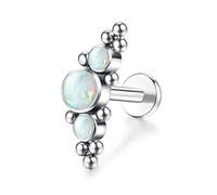Nose Rings Sets Studs, 1pcs G23 Titanium 18GInternally Threaded Tragus Helix Piercing Jewellery Studs Round with Opal, Silver White Opal-Internally Threaded