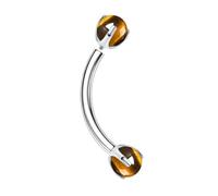 Nose Rings Silver Stud, 1pcs G23 Titanium 16GInternally Threaded Nostril Piercing Jewelry for Women Studs with Brown Tiger-eye Stone, Silver