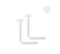 Nose Stud L-Bend Flat Disc 2pcs Clear Acrylic Flexible Retainer Body Piercing - 20G